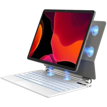 Imagem de Foeytaody Capa com teclado para Samsung Galaxy Tab S10 Lite/S10/S9 FE 10,9 polegadas e S11/S9/S8/S7 11 polegadas teclado magnético flutuante suporte cantilever com trackpad multitoque sem fio