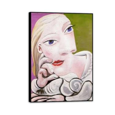 Imagem de Desenho abstrato Picasso Pintura em tela pôsteres e impressões Nordic Wall Art Pictures Home Living Room Murals Decor 100x70cm (39x28in) Preto emoldurado