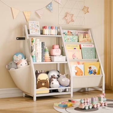 Imagem de HAVLOTII Estante infantil e organizador de brinquedos, estante de livros de 3 camadas para crianças, estante Montessori, para quartos de crianças, quarto, sala de jogos, berçário, organizador de