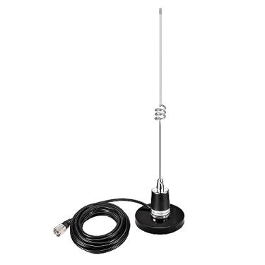 Imagem de Bingfu Antena móvel de banda dupla VHF UHF 136-174MHz 400-470MHz com base magnética de 9 cm de diâmetro para carro caminhão amador rádio móvel rádio bidirecional rádio vhf marinho