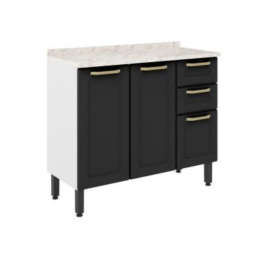 Imagem de Balcão De Aço Com Tampo 3 Portas 2 Gavetas Bertolini Grafite