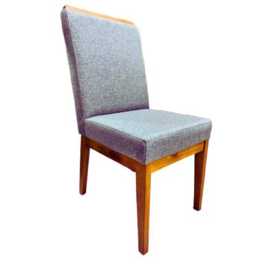 Imagem de Cadeira Sala De Jantar Isis Estofada Cinza Base De Madeira Maciça - Fabrica 1 Móveis