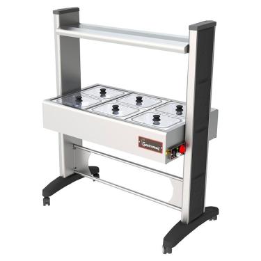 Imagem de Buffet Frio Gelo X Gastromaq Super Luxo Inox 6 Cubas Tampa Vidro Cobertura Inox Btx 06 Sl Ai Pt Vi