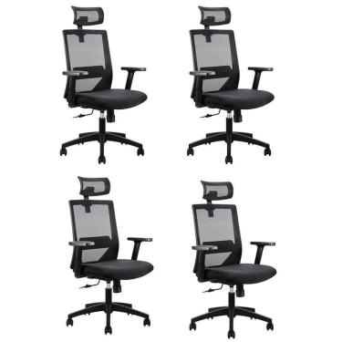 Imagem de Kit 4 Cadeiras Presidente Nr17 Office Chicago Preto