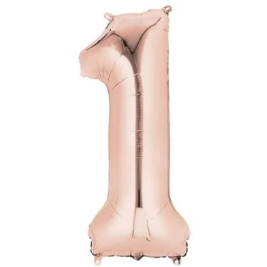 Imagem de Balão Metalizado Rose Gold Número 1 - 70cm