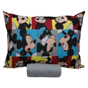 Imagem de Jogo De Cama Portallar Solteiro Malha 100% Algodao Disney Mickey Glasses 2 Pçs Cinza