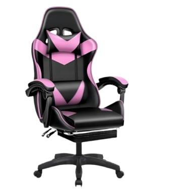 Imagem de Cadeira Escritório Gamer Ergonômica Reclinável Confortável Com Rodinha E Apoio Para Os Pés(Rosa)