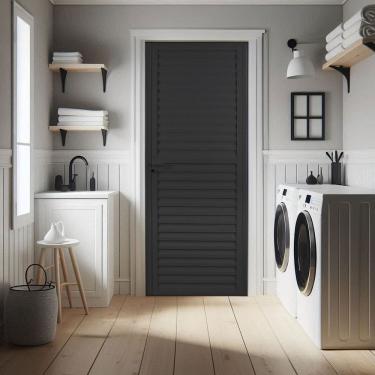 Imagem de Porta de Aluminio Laminada 210x60cm Sólida Preto