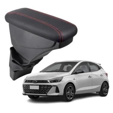 Imagem de Apoio De Braço Hyundai Hb20x Couro Grafite Costura Vermelha - GPI Auto