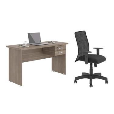 Imagem de Jogo Mesa Com Gaveteiro E Cadeira Inclinável Affara Preto