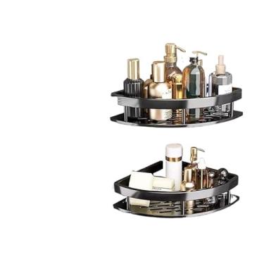 Imagem de SUPORTE PARA SHAMPOO PARA USO NO BANHEIRO NA PAREDE De Alumínio Suporte Organizador Multiuso(2CPS A（preto）)