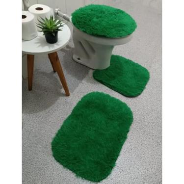 Imagem de Jogo Tapete Banheiro Felpudo 3 PÇS(VERDE)