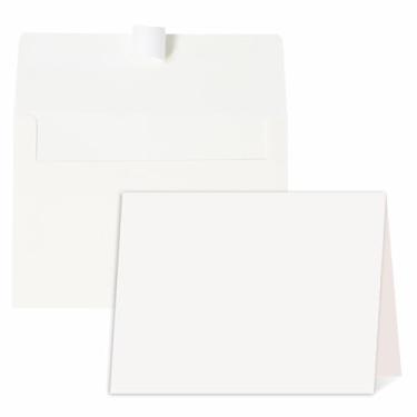 Imagem de Cartões e envelopes em branco, 12 x 18 cm, pacote com 30 cartolina branca creme dobrado com 30 envelopes A7 em creme autoselante, cartões de agradecimento em branco, para bricolage, impressão