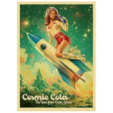 Imagem de Fantasy North Cosmic Cola #2 – Sabor original – Vintage retrô dos anos 50 – Rocket Girl – 100 capas de cartas foscas texturizadas – serve para Pokémon Magic MTG Commander e outros jogos de cartas