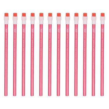 Imagem de PATIKIL Lápis de grafite HB, pacote com 12 lápis hexagonais redondos de madeira com borracha para material de desenho de escrita, vermelho