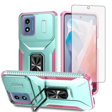 Imagem de Asuwish Capa de telefone para Motorola Moto G Play 2024 4G com capa de câmera deslizante de vidro temperado protetor de tela suporte suporte robusto fino celular protetor híbrido XT2413V XT2413-1 64GB