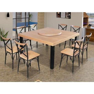 Imagem de Mesa Jantar Industrial Sophia 1,50M Prato Giratório 8 Cadeiras Paris P