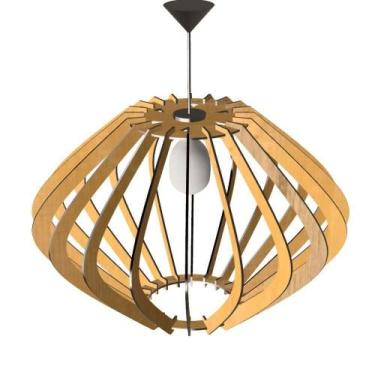 Imagem de Luminária Teto Tipo Pendente Parentesis Mdf Completa - MDF Cru - LENOB