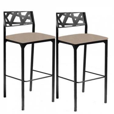 Imagem de Kit 2 Banquetas Luiza Suede Bege - GAT MAGAZINE