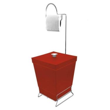 Imagem de Lixeira Com Suporte De Papel Higiênico - Stolf Vermelho