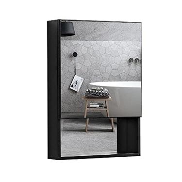 Imagem de AKALNNB Espelho de banheiro Armário de armazenamento, armário de parede de banheiro com porta espelhada, armário de remédios espelhado, grande organizador de economia de espaço de armazenamento