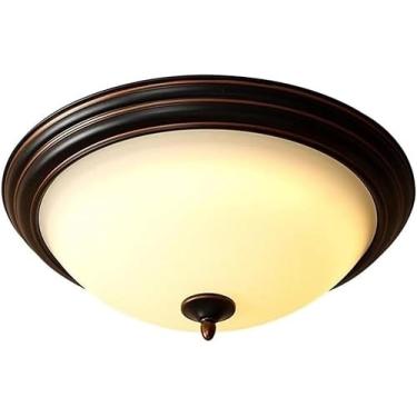 Imagem de KSSTEVNBD Luminária de teto de meados do século com persiana de vidro regulável LED para cozinha, montagem embutida, vidro de leite, branco fosco, luz de teto para banheiro, corredor, sala de jantar