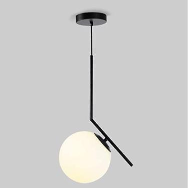 Imagem de BAZHIMAO Lâmpada pendente de teto de globo de vidro preto 1 luz vintage candelabro pendente de forma oval para quarto, sala de estar, sala de jantar, cozinha