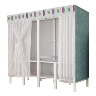 Imagem de YPDJVLTI Armário portátil moderno armário de metal ferro guarda-roupa economiza espaço guarda-roupa portátil para pendurar no quarto fácil de montar roupas armário espaçoso