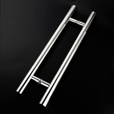 Imagem de Maçaneta circular, puxador de porta de aço inoxidável push-pull para portas de madeira/vidro, puxadores de portão de celeiro para cercas de madeira resistentes (cor: fosco, tamanho: 120 cm/47,2 pol