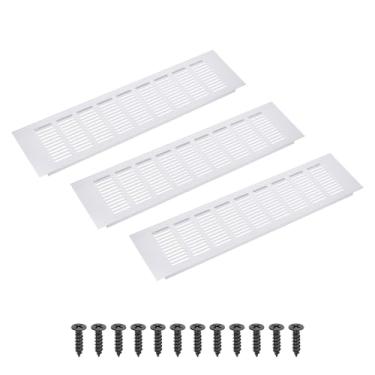 Imagem de PATIKIL Grelha de ventilação retangular de 40,6 x 10,2 cm, 3 peças, tampa de ventilação de alumínio com parafusos de montagem para armário e porta de armário, prata
