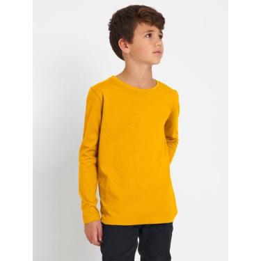 Imagem de Camiseta Básica Manga Longa Infantil Unissex - Slim Fitness, Laranja, 