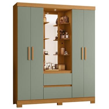 Imagem de Guarda Roupa Solteiro 163cm Capelinha Artto A02 Cinamomo/sálvia - Mpozenato