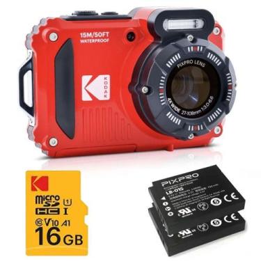 Imagem de Câmera compacta Kodak PIXPRO WPZ2 à prova dágua (VERMELHO) - kit com 2
