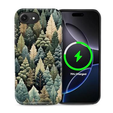 Imagem de heindiy Capa para iPhone 16e, compatível com MagSafe, capa brilhante, proteção total, à prova de choque, anti-arranhões, capa de TPU, capas para homem mulher - coníferas exuberantes de Natal