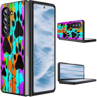 Imagem de CGFGHHUY Capa para Samsung Galaxy Z Fold 7 2025 Slim Lightweight Hard PC Shook Proof Protective Phone Case para Samsung Galaxy Z Fold 7 5G 8 polegadas - Impressão de pata de cachorro em madeira