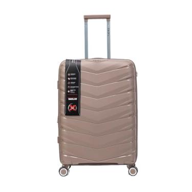 Imagem de Mala Média Expansível Cadeado TSA Original Antifurto Padrão ANAC Rodas Duplas 360° Removíveis Champanhe