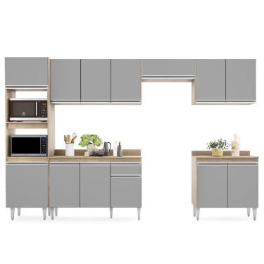 Imagem de Cozinha Modulada 6 Módulos Composição 8 Castanho-cinza - Lumil Móveis