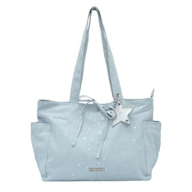 Imagem de GJHFCXSO Bolsa Tote De Jeans Feminina com Estética Y2k E Estrelas Estilo Casual Leve e com Grande Capacidade De Armazenamento,Blue 2