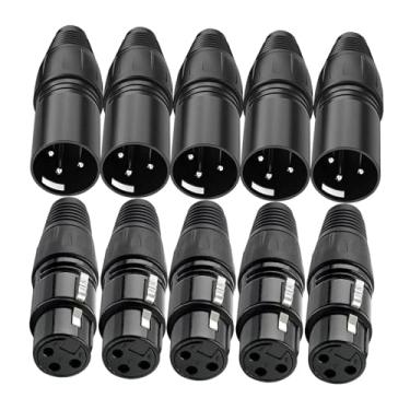 Imagem de YIJU Conector de cabo de microfone XLR macho e fêmea, adaptador fácil de instalar, acessório para plugue de áudio de microfone para shows, apresentações e, Preto 10 Peças
