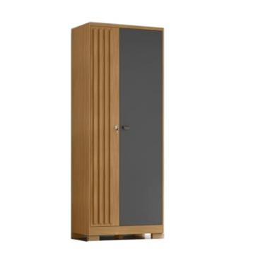 Imagem de Armario Multiuso Organizador Versatil 2 Portas com Fechadura Para Quarto Escritorio Lavanderia(Carvalho Grafite)