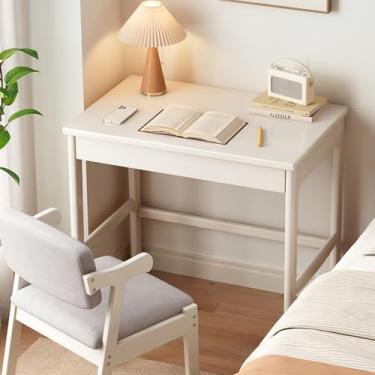 Imagem de Mesa de estudo infantil de madeira maciça, escritório em casa, mesa de estudo para crianças pequenas com gaveta, espaço pequeno, estação de trabalho de computador e mesa de escrita para quarto de