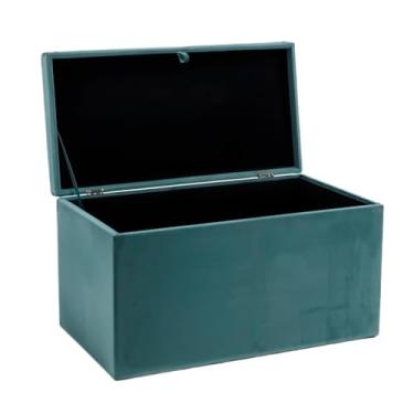 Imagem de Baú Grande Retangular em Veludo 90x40x44cm (Verde Água)