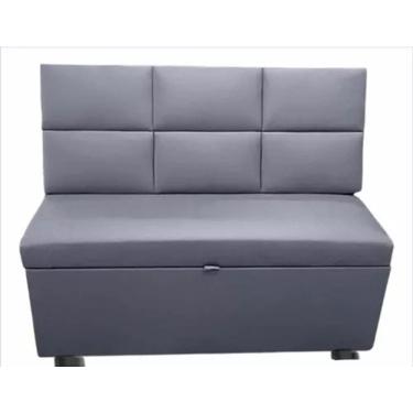 Imagem de Canto Alemão 120x45 Quadriculado Quadrado Corino ou Suede Sala pequena