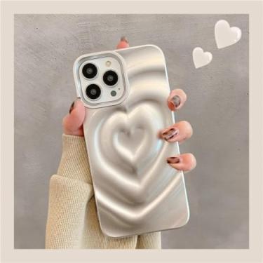 Imagem de HTVJFX Capa luxuosa de silicone macio com estampa de coração para iPhone 16 Plus, à prova de choque (para iPhone 16 Plus/prata)