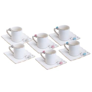 Imagem de Conjunto 06 Xícaras de Café de Porcelana Flower Square Plate 80ml Wolff