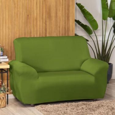 Imagem de 1 Unidade De Capa de Sofá Coladinha Com Costura Reforçada Para 1, 2 ou 3 Lugares De Malha Gel Grossa (Verde Oliva,2 Lugares)