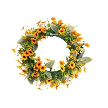 Imagem de oshhni Guirlanda artificial de seda com flores falsas, pingente para pendurar, guirlanda de primavera, floral artificial para porta, casa, festival, Coroa de Margaridas