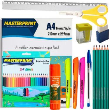 Imagem de Kit Com 10 Itens de Material Escolar - Masterprint