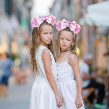 Imagem de Bandanas de orelhas de rato para mulheres e meninas – Feliz aniversário, moderno, com lantejoulas; faixa de cabelo com laço brilhante para princesa, cosplay, decoração de festa, acessórios de cabelo