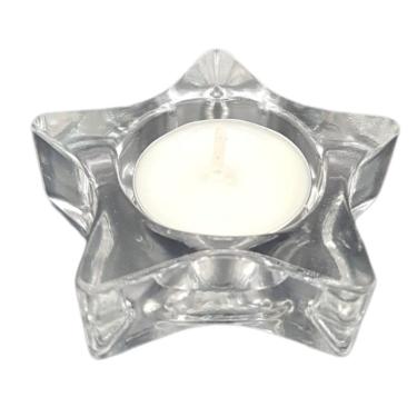 Imagem de Castiçal Porta Vela Estrela de Vidro Transparente 7cm